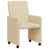 Dining Chairs with Wheels 2 pcs Cream 57 x 66 x 94 cm Fabric 42017814