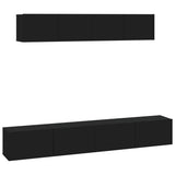 4 Piece TV Cabinet Set Black Engineered Wood 3114535