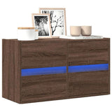 TV Wall Cabinet with LED Lights Brown Oak 80x31x45 cm 852291