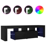 TV Cabinet with LED Lights Black Oak 140x36.5x40 cm Engineered Wood 862030