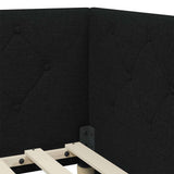 Corner Bed Frame with Headboard Black 100 x 200 cm Fabric 42016505