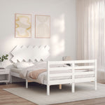 ZNTS Bed Frame without Mattress White Double Solid Wood 3195262