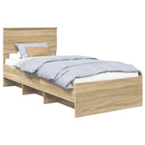 Bed Frame with Headboard Sonoma Oak 90 x 200 cm Engineered Wood 3408888