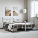 Bed Frame White Powder-Coated Steel 193 x 203 cm Industrial 353610