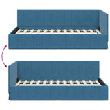 Corner Bed Frame with Headboard Blue 100 cm x 200 cm Velvet 42016316