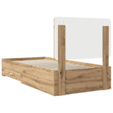Bed Frame with Drawer Artisan Oak 100 x 200 cm Engineered Wood 3412827
