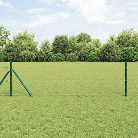 Fence with Posts Green 0.8 x 100 m PVC-coated steel 3352743