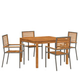 Garden Dining Set 5 pcs Grey Solid Acacia Wood 3365533