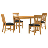 Dining Set 5 pcs Black Solid Oak Wood 3430240