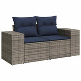 6 Piece Garden Sofa Set with Cushions Grey Poly Rattan Acacia 3326732