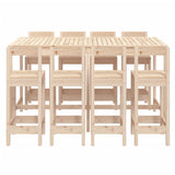 9 Piece Garden Bar Set Solid Wood Pine 3154770