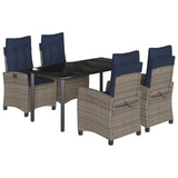5 Piece Garden Dining Set with Cushions Grey Poly Rattan 3212876