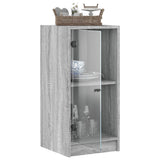 Side Cabinet with Glass Doors Grey Sonoma 35x37x75.5 cm 836404
