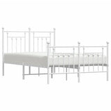 Bed Frame White Powder-Coated Steel 120x200 cm Bed Frame 353602