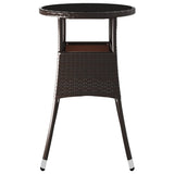 Garden Table 60x75 cm Tempered Glass and Poly Rattan Brown 310599