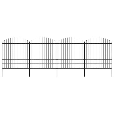 Garden Fence with Spear Top Steel 714.5x200 cm Black 277751