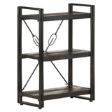Bookcase Black Solid Mango Wood Medium Shelving Bookcase 320626