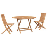Garden Bistro Set Folding 3 pcs Natural Solid Teak Wood 3437376