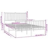Metal Bed Frame without Mattress with Footboard Black 120x200cm 350880