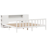 Bookcase Bed without Mattress White 180x200 cm Super King Solid Wood Pine 3321664