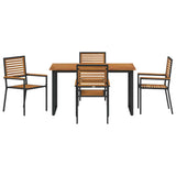 Garden Dining Set 5 pcs Black Solid Acacia Wood 3365454