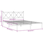 Metal Bed Frame without Mattress with Headboard White 160x200cm 376554