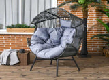 String Rattan Egg Chair, with Padded Seat Cushion - Grey/Black T3398P320126