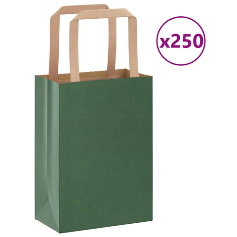 ZNTS Paper Bags 250 pcs with Handles Green 15x8x21 cm 4101949