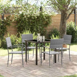 Garden Dining Set with Cushion 5 pcs Grey Poly Rattan 3380044