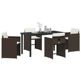 Garden Dining Set with Cushion 5 pcs Brown Poly Rattan 3379985