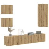 5 Piece TV Cabinet Set Wall-mounted Artisan Oak Engineered Wood 3328998