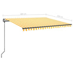 ZNTS Manual Retractable Awning with Posts 4x3.5 m Yellow and White 3070218