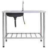 Camping Sink Single Basin with Tap Stainless Steel 151214