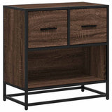 Bedside Cabinet Brown Oak 60x31x60 cm Engineered Wood and Metal 848698