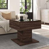Coffee Table with LED Brown Oak 50x50x45 cm Engineered Wood 847531
