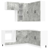 Kitchen Unit LUCCA 8 pcs Concrete Grey Engineered Wood 3438404