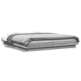 Bed Frame with LED Lights without Mattress Grey Sonoma 150x200cm 3281096