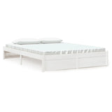 Bed Frame without Mattress White Solid Wood 150x200 cm King Size King Size 814955