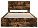 Bed Frame with Drawer Smoked Oak 100 x 200 cm Engineered Wood 3411345