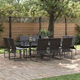Garden Dining Set 11 pcs Black Steel 3335869