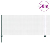 Welded Wire Fence with Posts 50 x 1 m PVC-Coated Steel Green 3336514