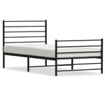 ZNTS Metal Bed Frame without Mattress with Footboard Black 100x200cm 352332