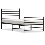 ZNTS Metal Bed Frame without Mattress with Footboard Black 100x200cm 352332