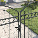 Fence Gate with Lock Assen Grey 301 x 224.5 cm Steel 42008936