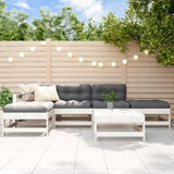 6 Piece Garden Lounge Set White Solid Wood Pine 3186320