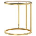 ZNTS Side Table Gold and Transparent 45 cm Tempered Glass 331661