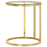 ZNTS Side Table Gold and Transparent 45 cm Tempered Glass 331661