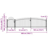 Garden Fence Gate Woerden with Spear Top 5x1.25 m Black 146323