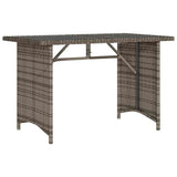 Garden Table with Glass Top Grey 110x68x70 cm Poly Rattan 366352