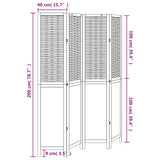 Room Divider 4 Panels White Solid Wood Paulownia 358723